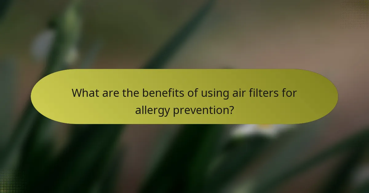 What are the benefits of using air filters for allergy prevention?