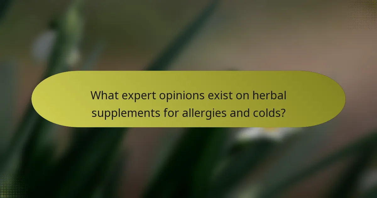What expert opinions exist on herbal supplements for allergies and colds?